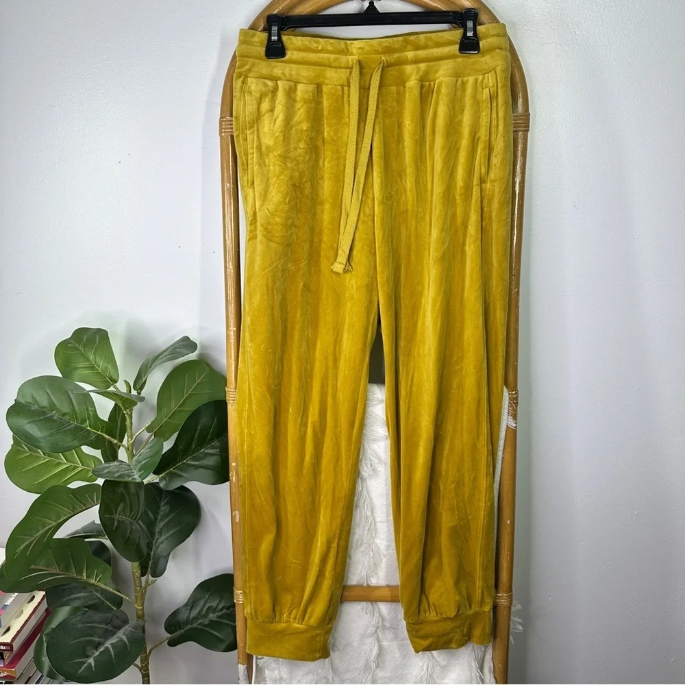 Anthropologie Mustard Velvet Joggers sz M - Picture 3 of 5